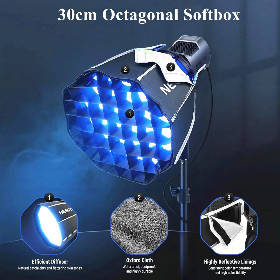 NEEWER 12'' 30cm Mini Octagonal Softbox Honeycomb for MS60 MS60B MS60C MS150B  - Image 1 of 4