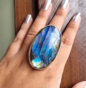 Labradorite Gemstone 925 Sterling Silver Handmade Well-executed Ring PG81244 - Picture 1 of 6