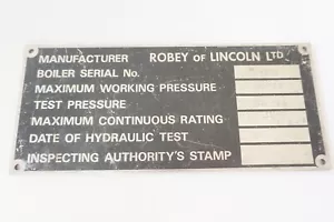 Robey of Lincoln Railway Locomotive Loco Wagon Plate - Picture 1 of 5