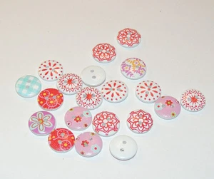 Round wooden 2 hole button mixed set of 20 (12677) - Picture 1 of 4
