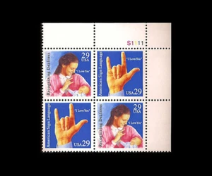 USA 1993 LINGUA DEI SEGNI AMERICANA #2783-2784 BLOCCO TARGA MNH TR - Foto 1 di 1