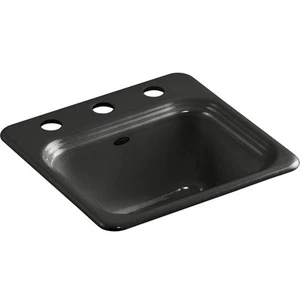 Kohler Northland K-6579-3-FP Caviar Cast Iron 15"x15" Top Mount Bar/Prep Sink - Picture 1 of 2