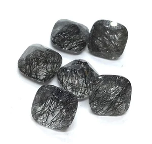 Black Rutile Cushion Cut Natural Quartz AAA Loose Gemstone For Making Jewelry - Picture 1 of 23