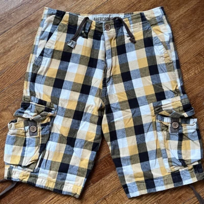 VTG Abercrombie Fitch Cargo Shorts Men Fit 30 Plaid Thick Flannel Army Y2K - Image 1 of 4