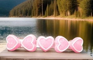 3" Haarspange Clip für Frauen und Mädchen rosa Farbe Herzen handgefertigt  - Bild 1 von 4