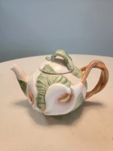 Fitz & Floyd Calla Lily Tea Pot 1987 Decorative Collectible Hand Painted Japan - Picture 1 of 8