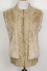John Paul Richard Sweater Vest Size L Womens Faux Fur Beige Full Zip