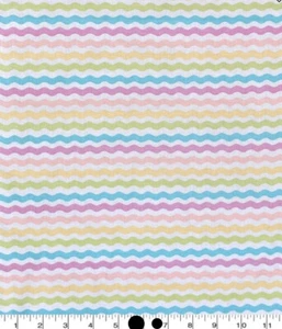 1/4 Yard 9”x42” Pastel Ric Rac Stripes Easter Cotton Quilt Fabric - Picture 1 of 1