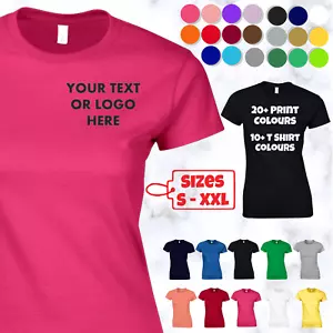 Ladies Personalised Left Breast T Shirt Printing Custom Design Name Text Logo - Picture 1 of 12