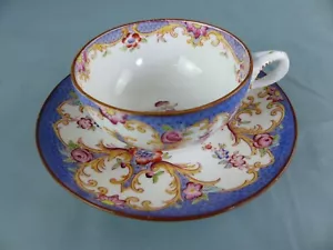 SARREGUEMINES tasse + sous-tasse à thé en porcelaine décor 146 style MINTON tbé - Imagen 1 de 5