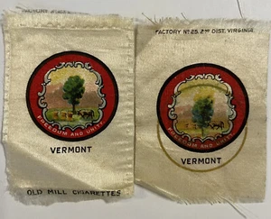 Vermont State Seal Tree Cow Original Lot 2 Tobacco Silk Old Mill Cigarette 1910 - Picture 1 of 11