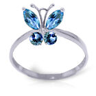 0.6 Ctw Platinum Plated 925 Sterling Silver Butterfly Ring Natural Blue Topaz