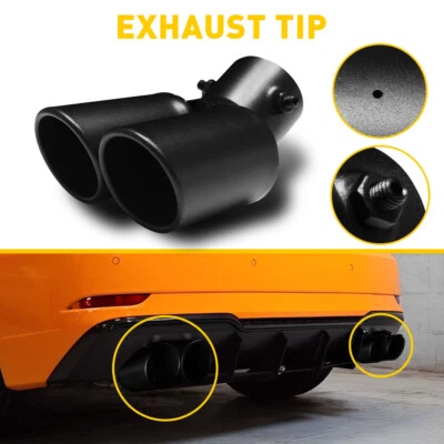 Car Rear Dual Exhaust Pipe Tail Muffler Tip Auto Accessories Replace Kit EOA - Image 1 of 4