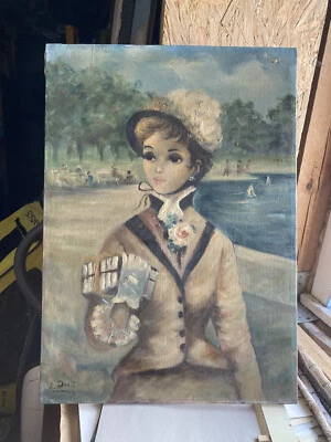 ::FRAU AM BRUNNEN  PORTRAIT MÄDCHEN DAME A. DROIT SIGNIERT ÖLGEMÄLDE FRANKREICH - Bild 1 von 4