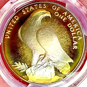 1984-S VERY PRETTY REV RAINBOW TONING LOS ANGELES OLYMPIC COMMEMORATIVE DOLLAR - Picture 1 of 3