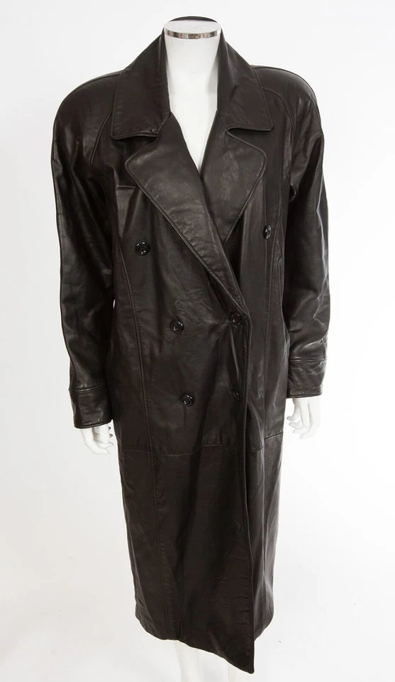 Gabardina de cuero de cordero negra Vakko talla XS se adapta a 10-12 Foto 1 de 4