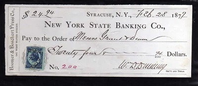 4Y438 - 1877  NEW YORK STATE BANKING  - SYRACUSE, NY - Image 1 of 2