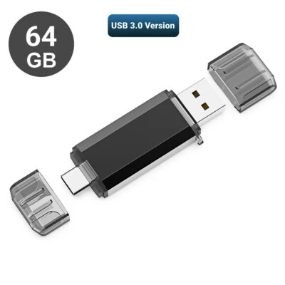 64GB USB 3.0 2 In 1 Flash Drive Memory Storage Photo Stick For iPad Type C Phone