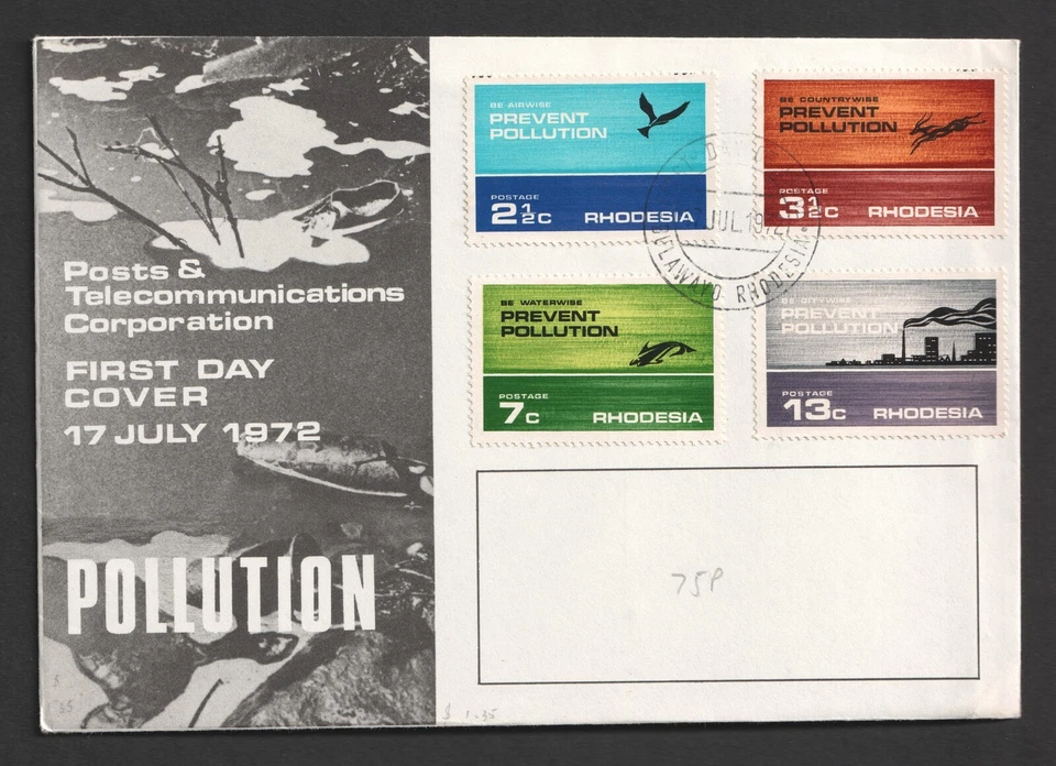 1972 Rhodesia Prevent Pollution FDC. Bulawayo First Day Cover. Zimbabwe - Image 1 of 1