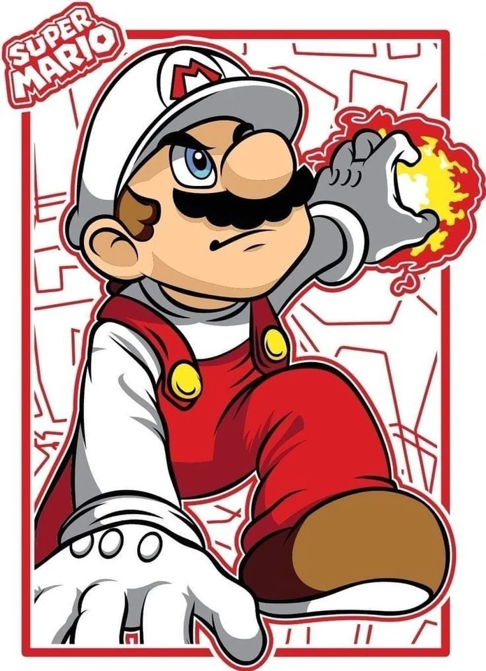 Mario Fire Ball Powerup White Poster