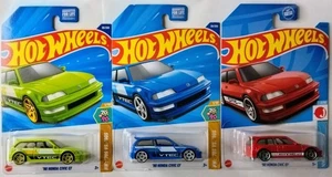 Hot Wheels '90 Honda Civic EF Lime Green + Blue + Red 3 Stück  - Bild 1 von 7