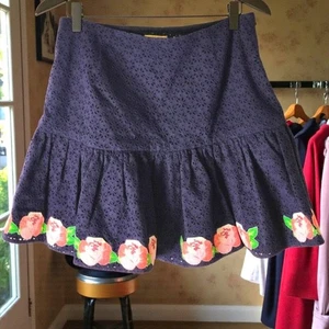 Manoush Paris Minirock marineblau Ösen Spitze Blumen FR 36 - Bild 1 von 10