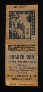 30er Jahre? Shaker Bar Biere Zigarren Tabak Fisch Braten 12301 Superior Ave. Cleveland OH - Bild 1 von 2