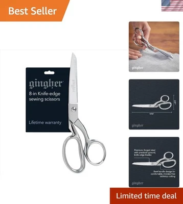 Dressmaker's Fabric Scissors, 8" Stainless Steel Shears, Sharp Knife Edge Ste... - Image 1 of 4