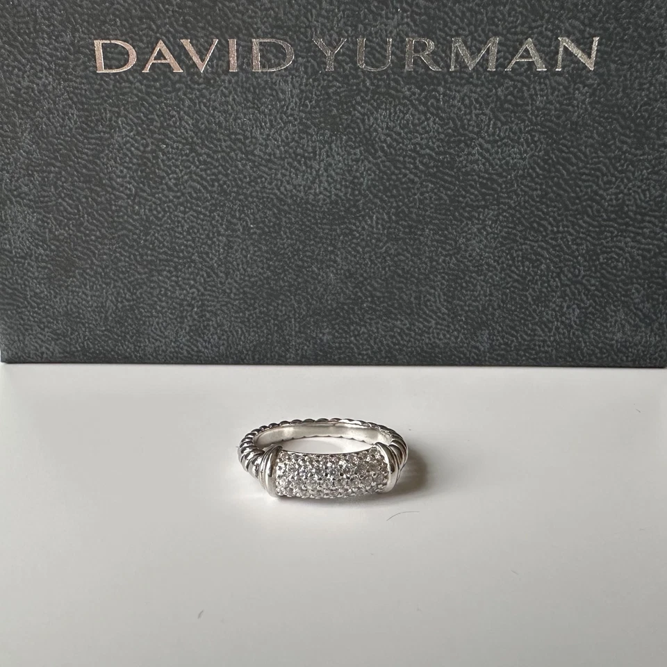 David Yurman Metro Cable White Diamond Ring Sterling Silver Size 7 - Image 1 of 4