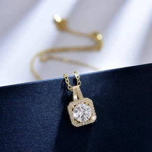 1ct Pendant Necklace Yellow Gold Lab-Created VVS1 D Diamond Test Pass - Picture 1 of 6