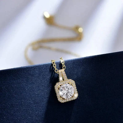 1ct Pendant Necklace Yellow Gold Lab-Created VVS1 D Diamond Test Pass - Image 1 of 4