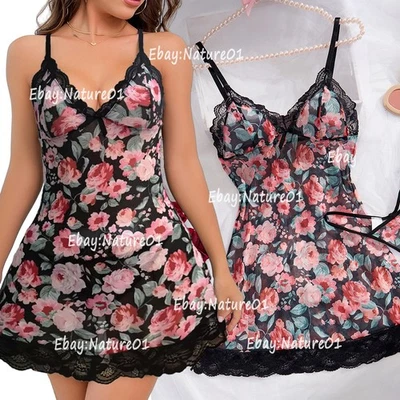 Mujeres Sexy Lencería Floral Cuello en V Prendas para dormir Ropa interior Encaje Prendas para dormir Vestido sin cordones Foto 1 de 4