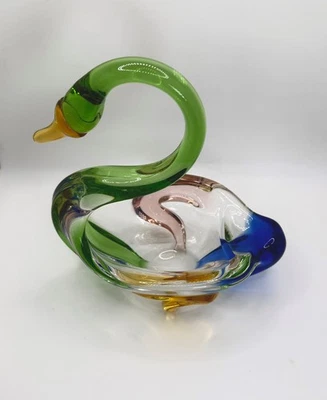 Mstisov Glassworks Cased Glass Swan dish 'Rhapsody' By Frantisek Zemek - Image 1 of 4