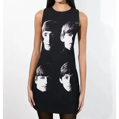 Новый с Ярлыками Alice + Olivia The Beatles Клайд Shift мини-платье Fab четыре портрет черный 2 - Изображение 1 из 4