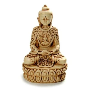BUDDHA STATUE 5.5" Meditating Buddhist Icon High Quality Off White Resin India - Picture 1 of 8