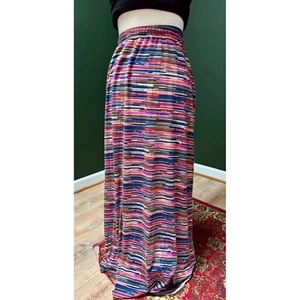 John Paul Richard Maxi Skirt Colorful Striped Elastic Waist Long Size L - Picture 1 of 7