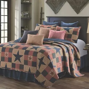 3 Stück KING QUILT & Shams Virah Bella Americana Mountain Cabin Blue Stars - Bild 1 von 4