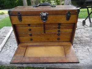 Vintage Union Tool Cheat Co. 7 Schubladen Holz Maschinisten Truhe, Holz Werkzeugkiste - Bild 1 von 15