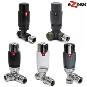 More details for thermostatic trv radiator valves 1/2&quot; x 15mm angled/corner/straight - twin pack