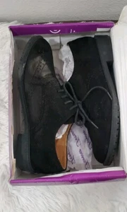 Forever Oxford-15 Suede Black Oxford Shoes Women's Size 6.5M Lace Up - Picture 1 of 10
