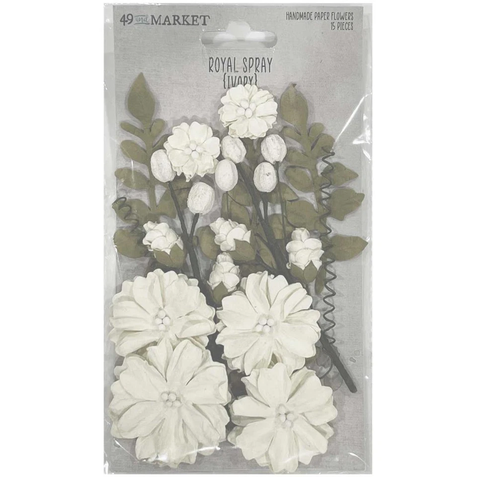 49 and Market Paper Flowers - Royal Spray - Marfil, RS-35397 Foto 1 de 1