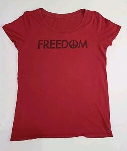 Womens Size Small Short Sleeve T Shirt Freedom Peace Sign
