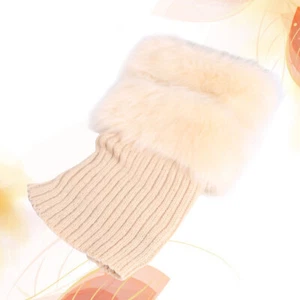 Women Leg Warmers Fur Trim Boot Cuff Cover Female Fur Boots Anklets Warm Socks - Picture 1 of 11