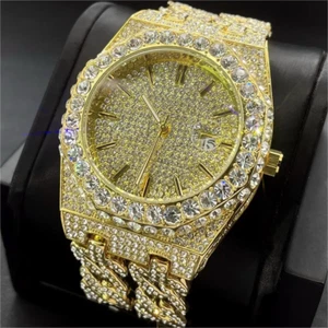 2024 Luxury Men Watches Brand Hip Hop Iced Out Diamond Watch Men Fashion Cuban - Picture 1 of 15