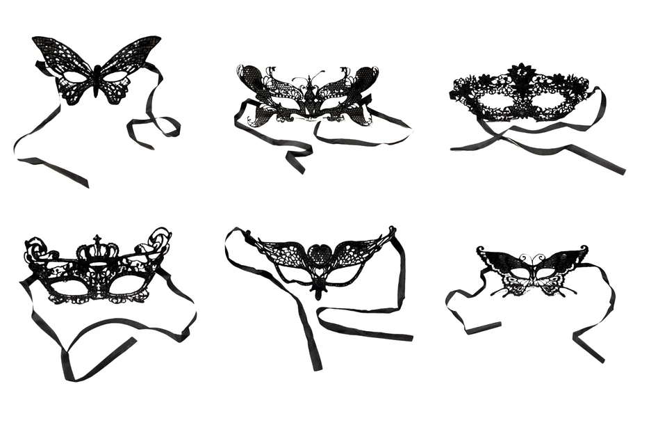 CARNEVALE HALLOWEEN MASCHERA  IN PIZZO OCCHI VISO LACE MASK FOR EYES NERA BLACK - Immagine 1 di 1