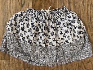 Crewcuts Girls Size 6-7 Off White with Dark Navy Blue Pattern Print Cotton Skirt - Picture 1 of 5