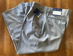 NUEVO CON ETIQUETAS PANTALÓN DE VESTIR ALAN FLUSSER GRIS CLARO 2 PLIEGUES PARA HOMBRE 38 X 30 - Imagen 1 de 6