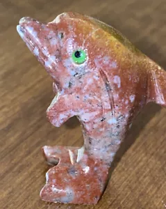 DOLPHIN figurine carving SOAPSTONE Burnt Orang And Gold Colored EUC - Picture 1 of 8