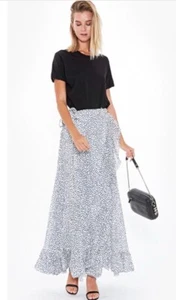 Sass and Bide Navy White star Marseille silk linen wrap skirt size aus6 RRP$519 - Picture 1 of 7