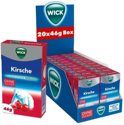 Wick Halsbonbons Kirsche & Menthol Bonbons 20 Boxen je 46g - Bild 1 von 4